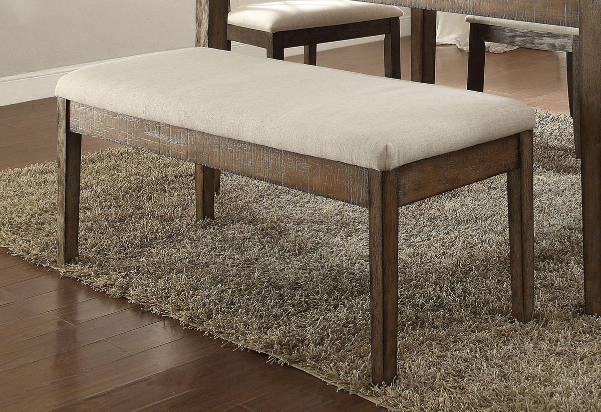 Acme Furniture Claudia Upholstered Bench in Beige and Brown 71718  Las Vegas Furniture Stores
