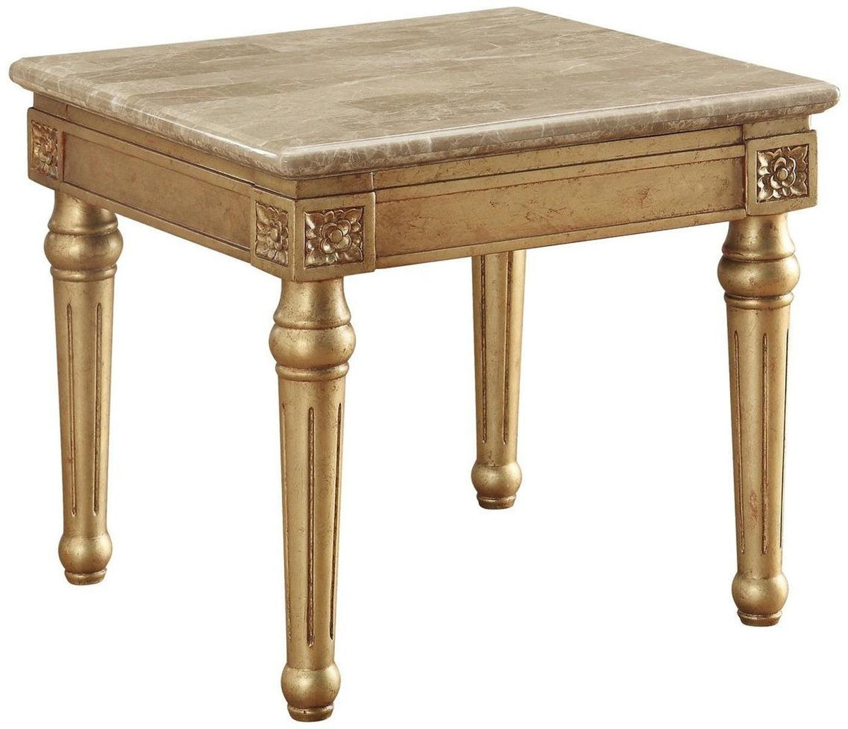Acme Furniture Daesha End Table in Marble/Antique Gold 81717  Las Vegas Furniture Stores