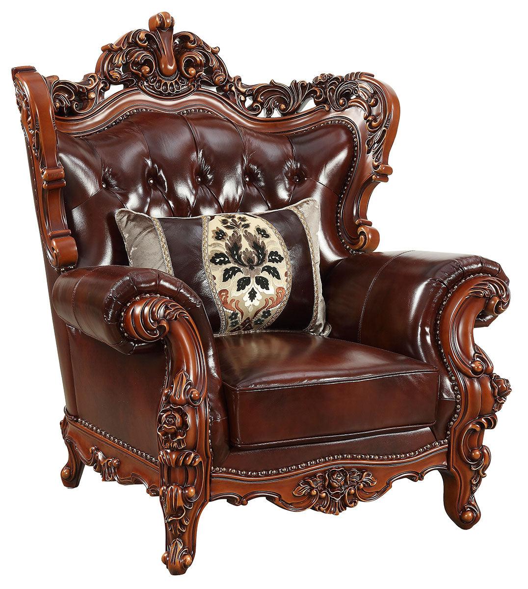 Acme Furniture Eustoma Chair in Cherry and Walnut 53067  Las Vegas Furniture Stores