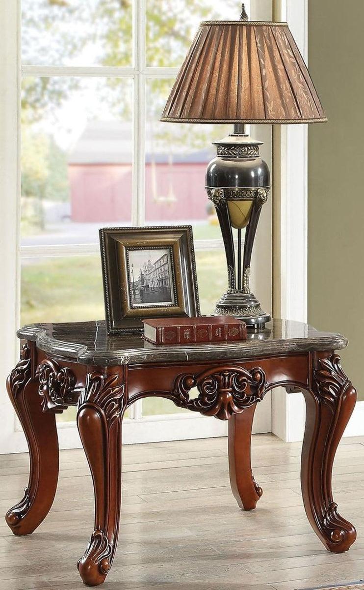 Acme Furniture Eustoma End Table in Marble/Walnut 83067  Las Vegas Furniture Stores