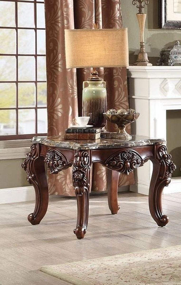 Acme Furniture Forsythia End Table in Marble/Walnut 83072  Las Vegas Furniture Stores