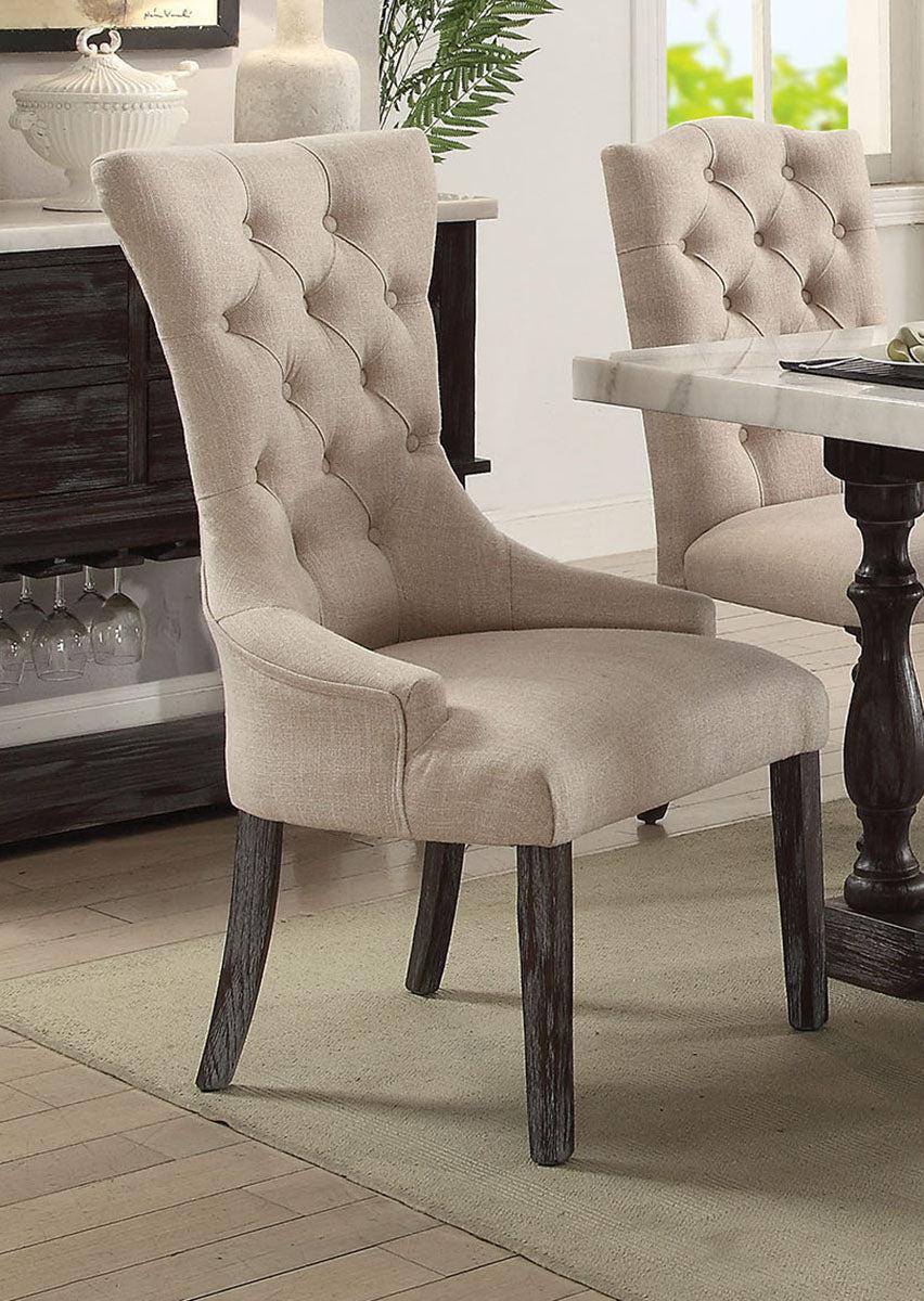 Acme Furniture Gerardo Upholstered Arm Chair in Beige and Espresso (Set of 2) 60823  Las Vegas Furniture Stores