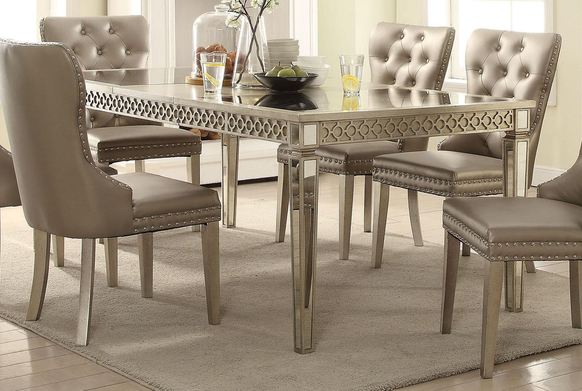 Acme Furniture Kacela Dining Table in Mirror and Champagne 72155  Las Vegas Furniture Stores