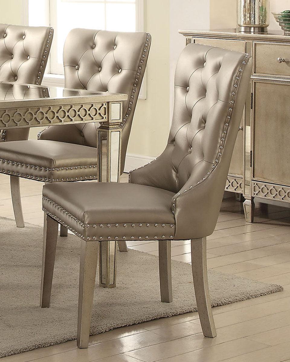 Acme Furniture Kacela Side Chair in Champagne (Set of 2) 72157  Las Vegas Furniture Stores