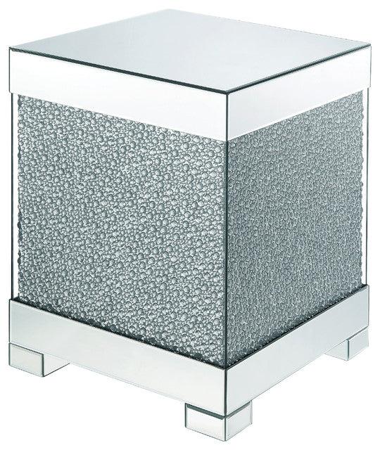 Acme Furniture Mallika End Table in Mirrored/Crystals 87912  Las Vegas Furniture Stores