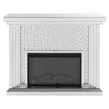Acme Furniture Nysa Fireplace in Mirrored & Faux Crystals 90204  Las Vegas Furniture Stores