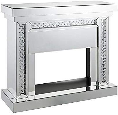 Acme Furniture Nysa Fireplace in Mirrored & Faux Crystals 90272  Las Vegas Furniture Stores