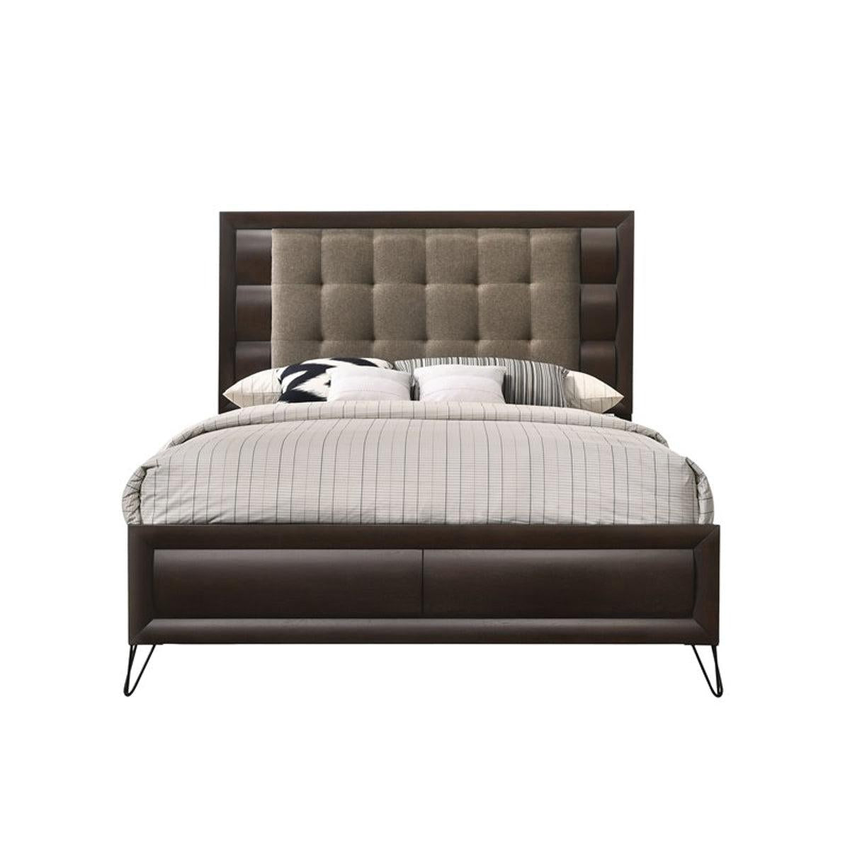 Acme Furniture Tablita Upholstered King Bed in Dark Merlot 27457EK  Las Vegas Furniture Stores