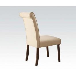 Acme Gasha Side Chair (Set of 2) in Beige/Walnut 72822  Las Vegas Furniture Stores