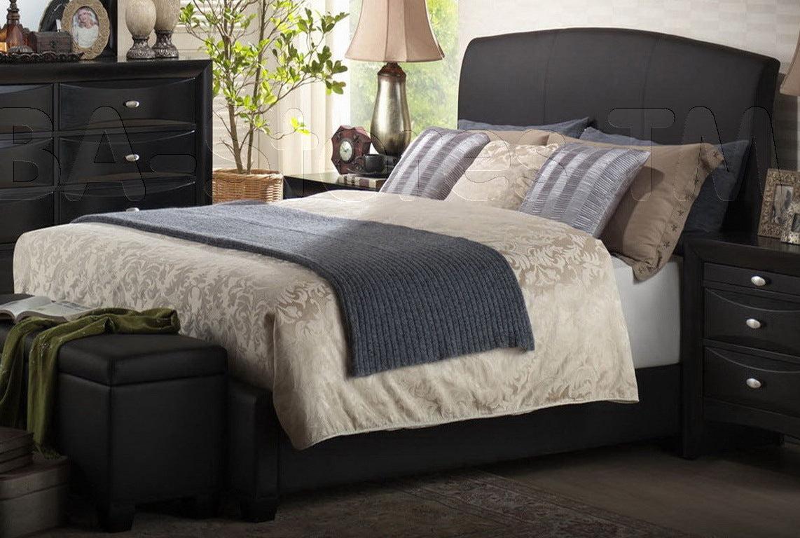 Acme Ireland Full PU Panel Bed with Rounded Headboard in Black 14440F  Las Vegas Furniture Stores