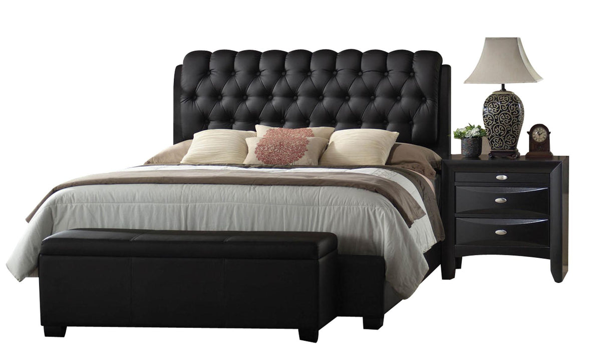Acme Ireland Eastern King PU Platform Bed in Black 14347EK  Las Vegas Furniture Stores