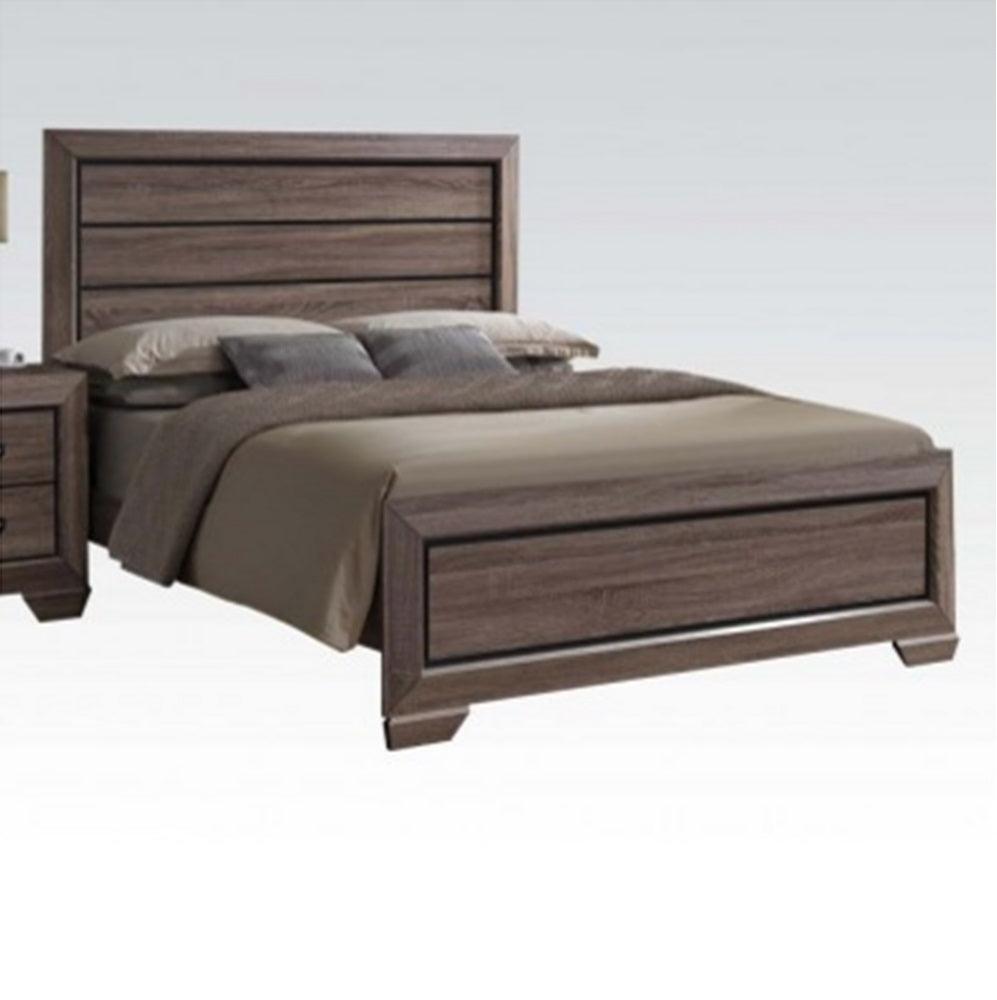 Acme Lyndon Queen Panel Bed in Weathered Gray Grain 26020Q  Las Vegas Furniture Stores