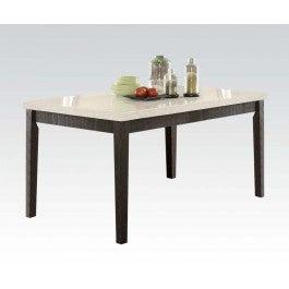 Acme Nolan Rectangular Dining Table in White Marble/Weathered Black 72850  Las Vegas Furniture Stores