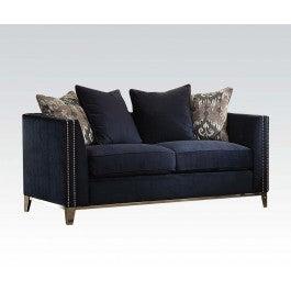 Acme Phaedra Loveseat with 4 Pillows in Blue Fabric 52831  Las Vegas Furniture Stores