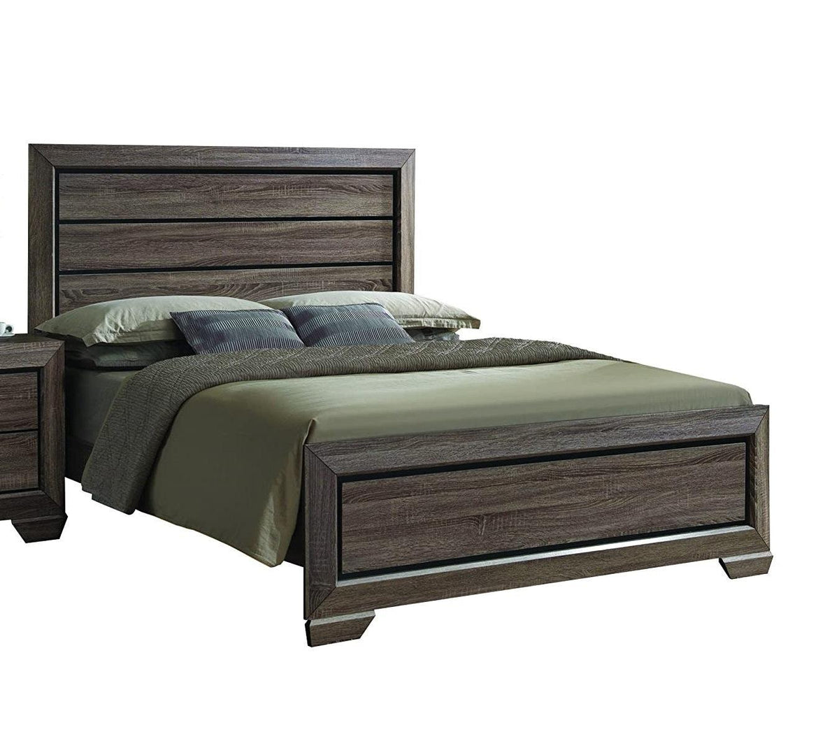 Acme Lyndon King Panel Bed in Weathered Gray Grain 26017EK  Las Vegas Furniture Stores