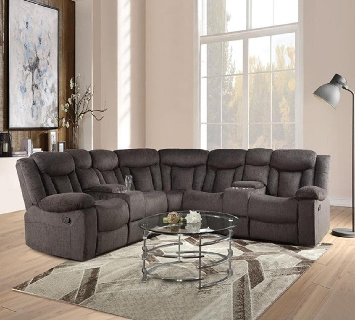 Acme Rylan Motion Sectional Sofa in Dark Brown 54965  Las Vegas Furniture Stores