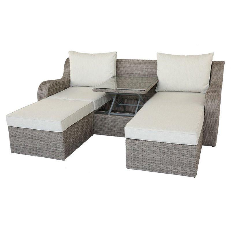 Acme Salena Sofa Bed with Coffee Table in Beige/Gray 45010  Las Vegas Furniture Stores