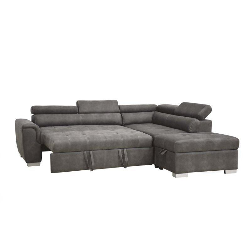Acme Thelma Sectional Sofa w/ Sleeper & Ottoman in Gray 50275  Las Vegas Furniture Stores