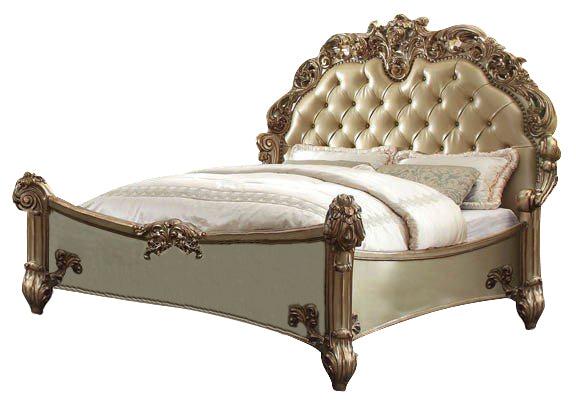 Acme Vendome Button Tufted Cal King Bed in Gold Patina 22994CK  Las Vegas Furniture Stores