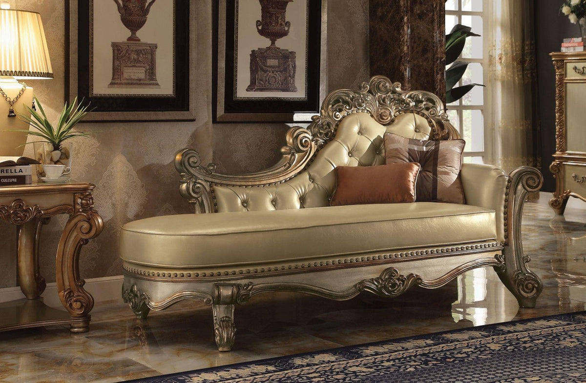 Acme Vendome Chaise in Gold Patina 96485  Las Vegas Furniture Stores
