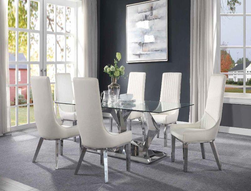 Gianna Clear Glass & Stainless Steel Dining Room Set  Las Vegas Furniture Stores