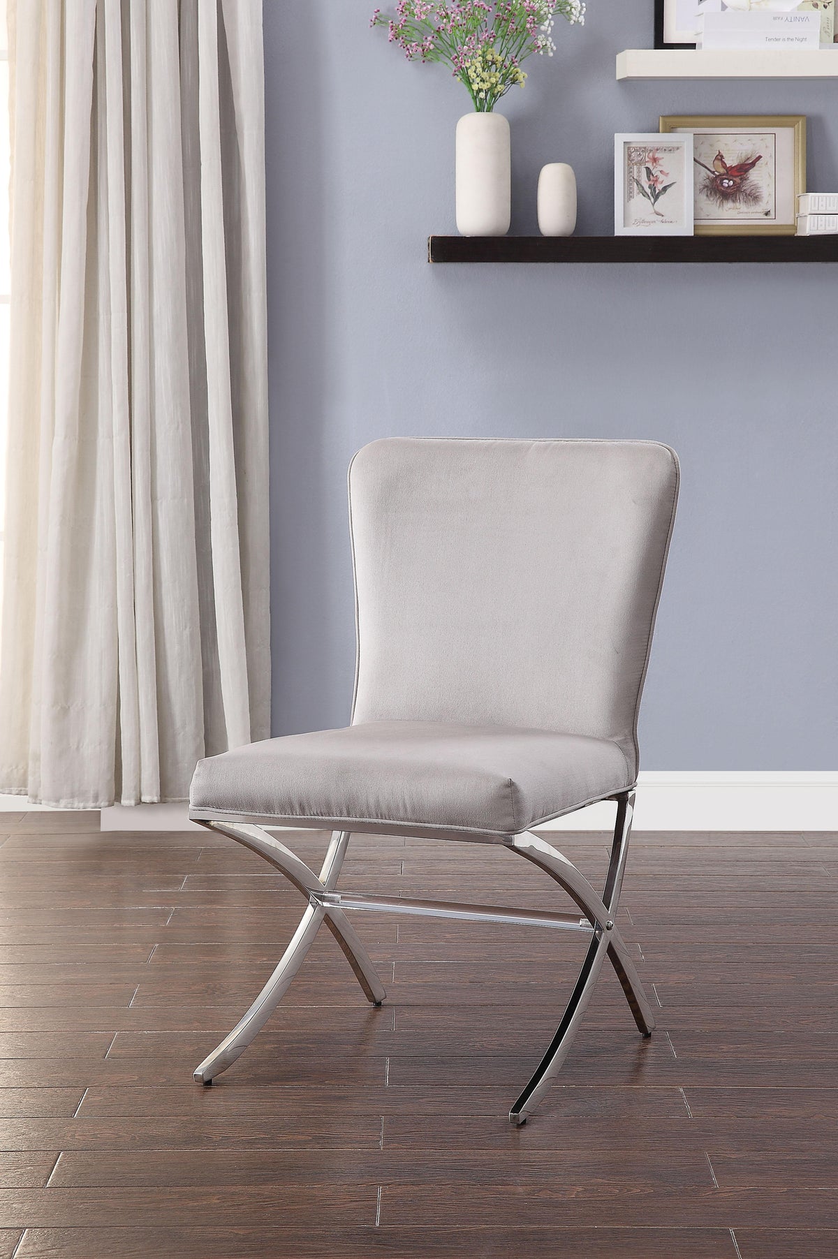 Daire Velvet & Chrome Side Chair  Las Vegas Furniture Stores