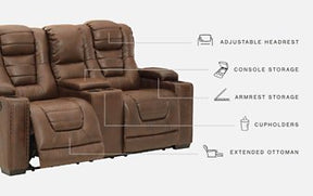 Owner's Box Power Reclining Loveseat with Console - Half Price Furniture