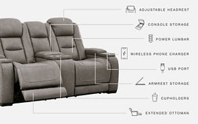 The Man-Den Power Reclining Loveseat with Console - Half Price Furniture