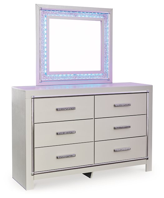 silver dresser and mirror Ashley Furniture Zyniden Silver Dresser and Mirror (Online Special Price)