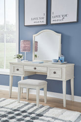 Robbinsdale Mirrored Vanity with Bench Half Price Furniture