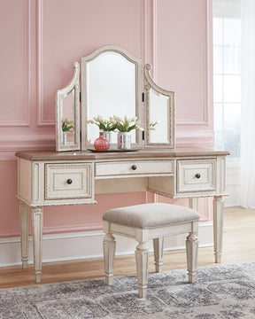 Realyn Vanity and Mirror with Stool - Half Price Furniture