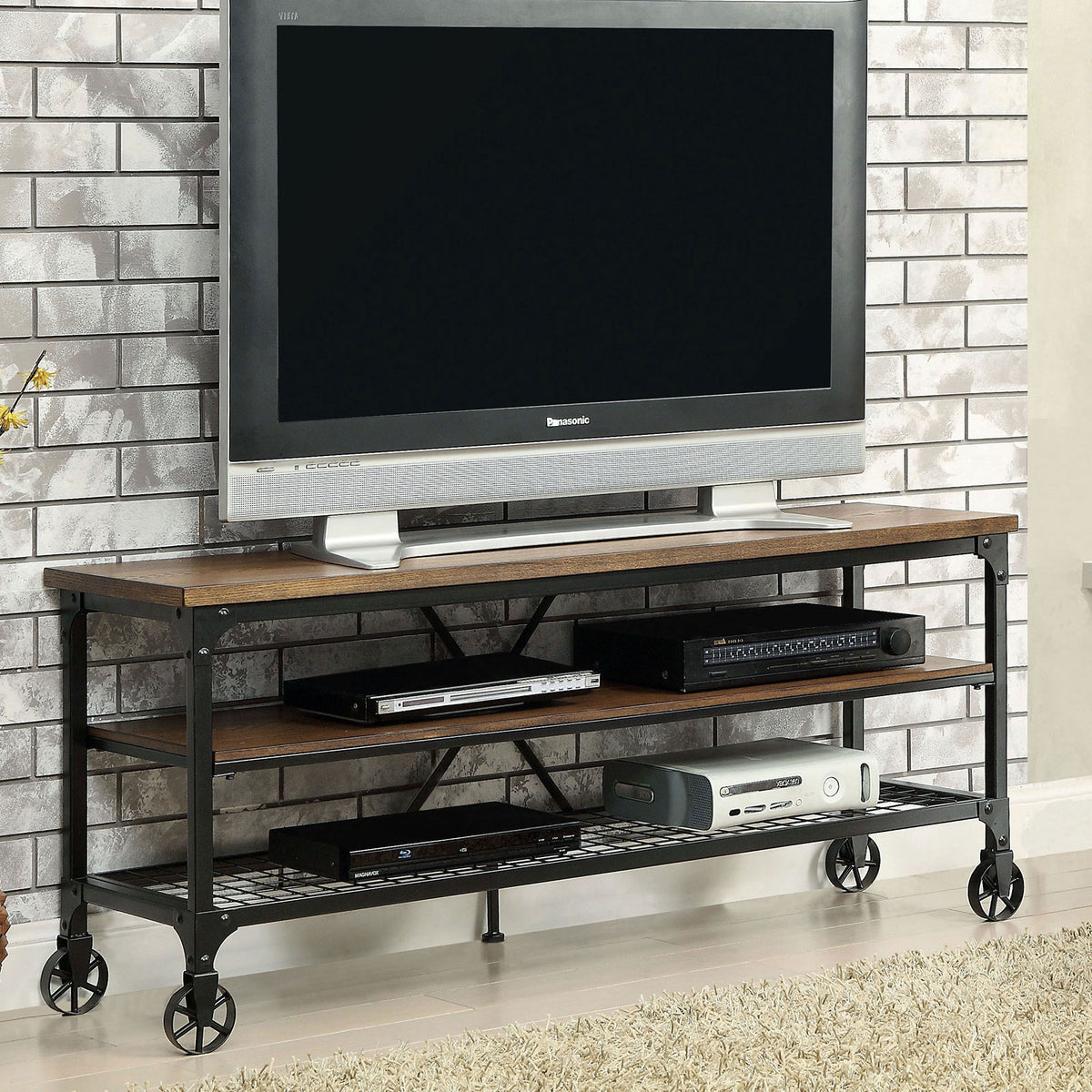 VENTURA II Medium Oak 54" TV Stand  Las Vegas Furniture Stores