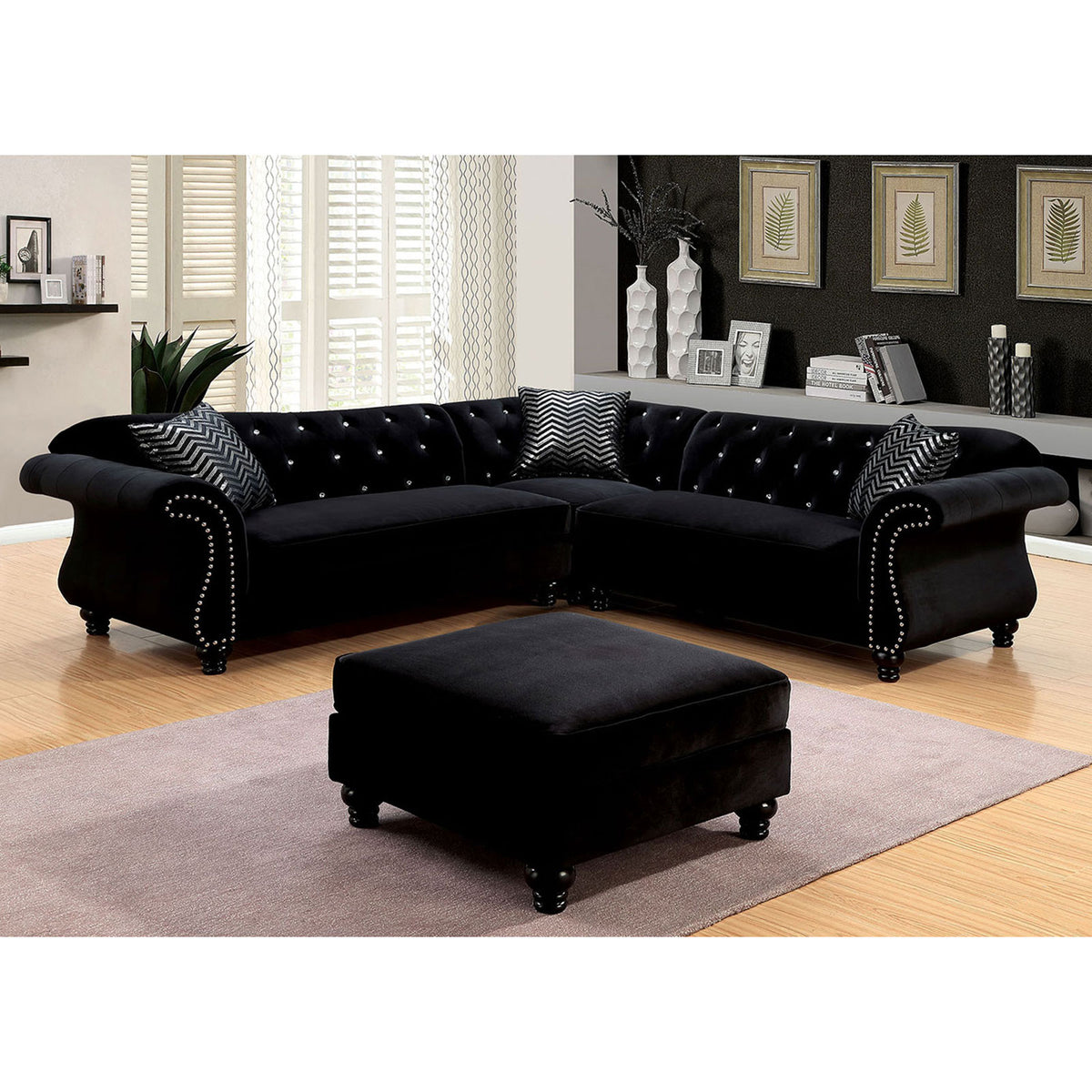 JOLANDA II Black Sectional, Black - Sectional - Half Price Furniture