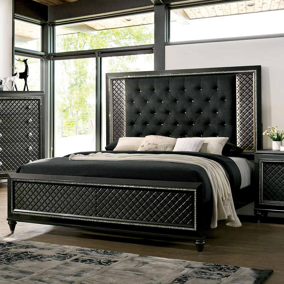 Demetria Metallic Gray E.King Bed  Half Price Furniture