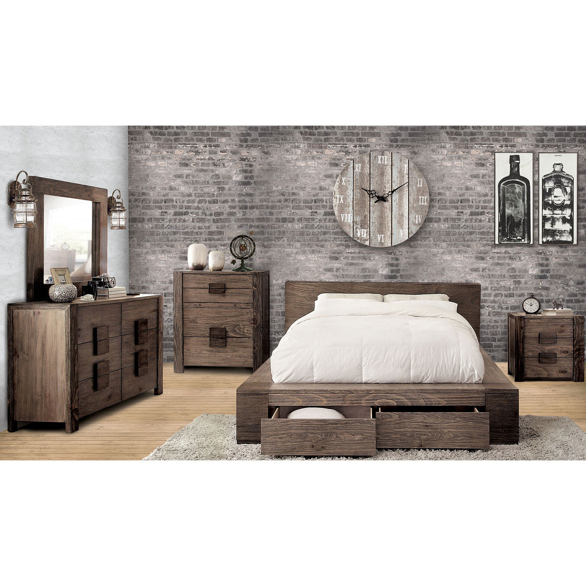 JANEIRO Rustic Natural Tone E.King Bed - Bed - Half Price Furniture