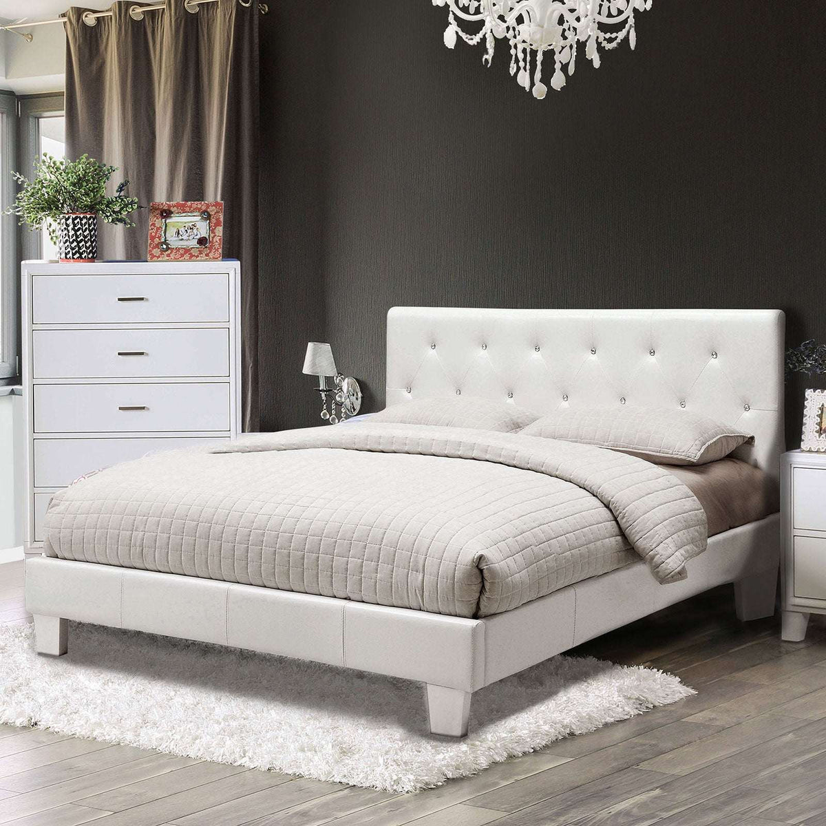 Velen White Cal.King Bed - Bed - Half Price Furniture