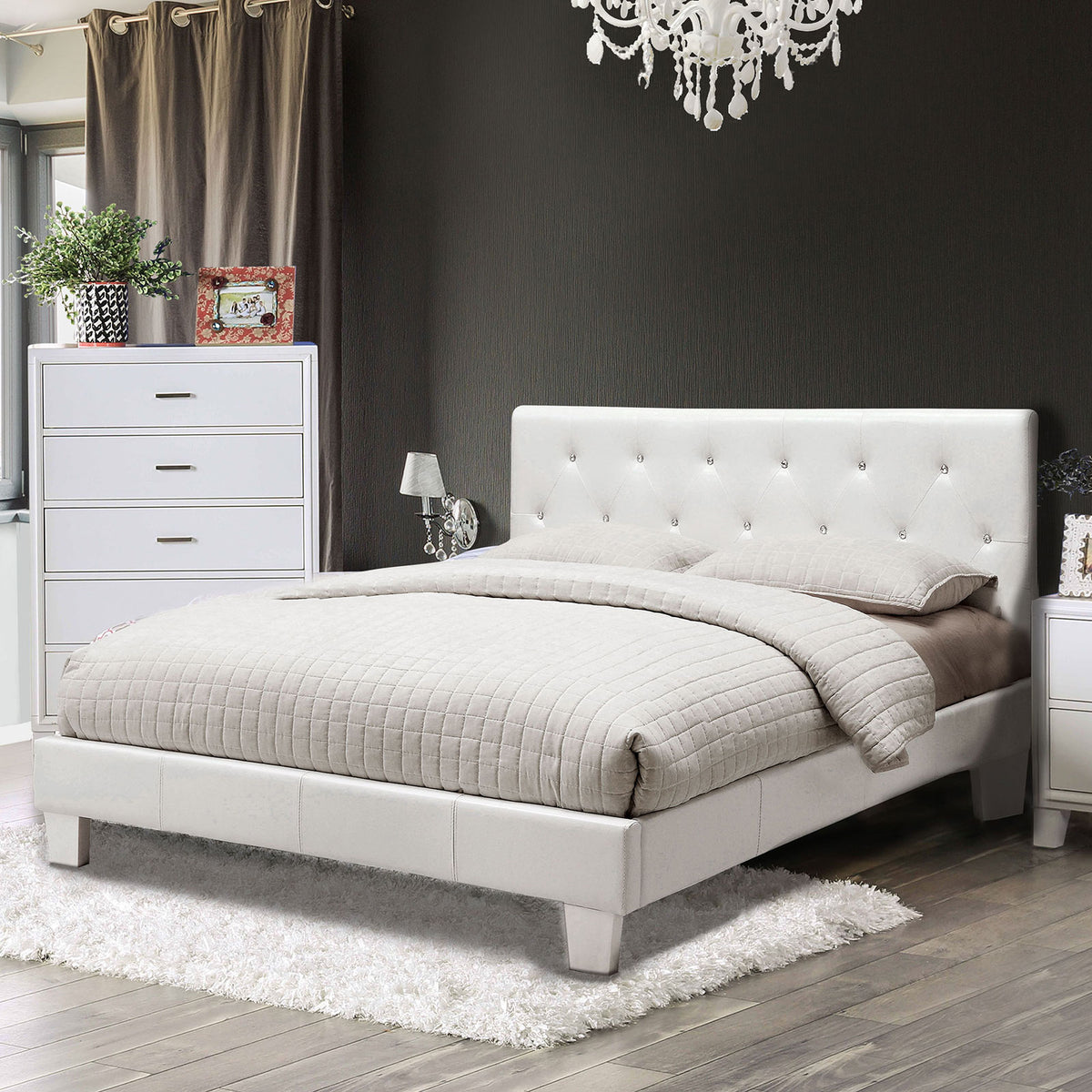 Velen White Cal.King Bed Velen White Cal.King Bed Half Price Furniture