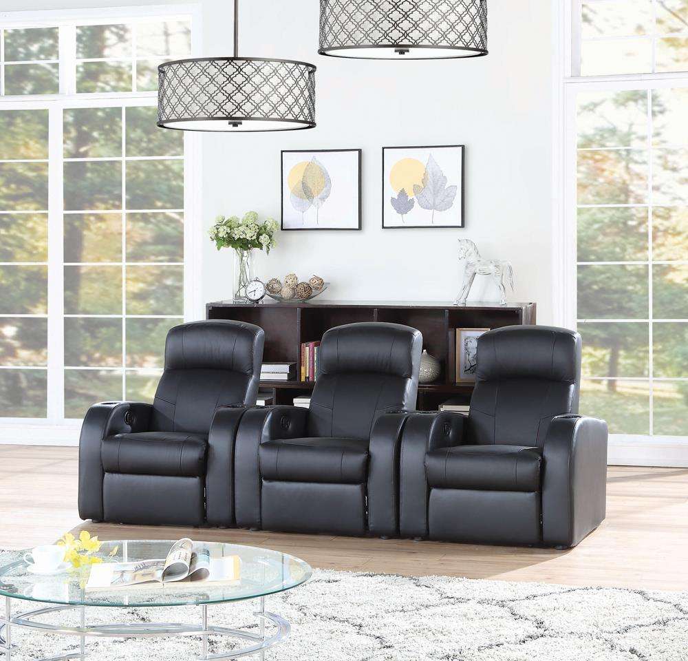 Cyrus Home Theater Upholstered Recliner Black - Recliner - Half Price Furniture