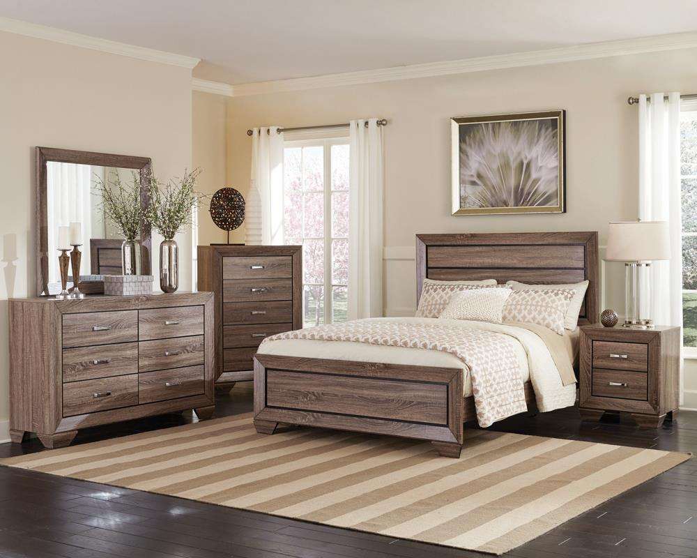 Kauffman Queen Panel Bed Washed Taupe - Bed - Half Price Furniture