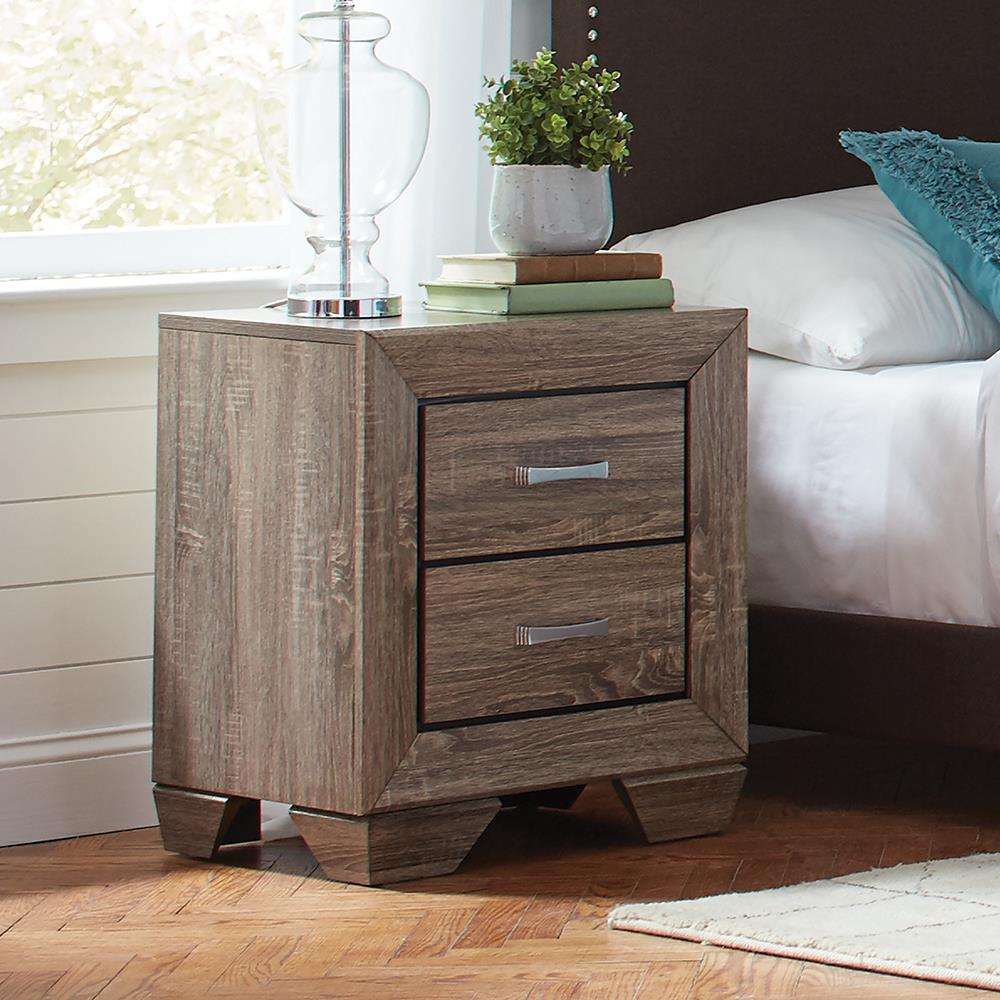Kauffman 2-drawer Nightstand Washed Taupe - Nightstand - Half Price Furniture