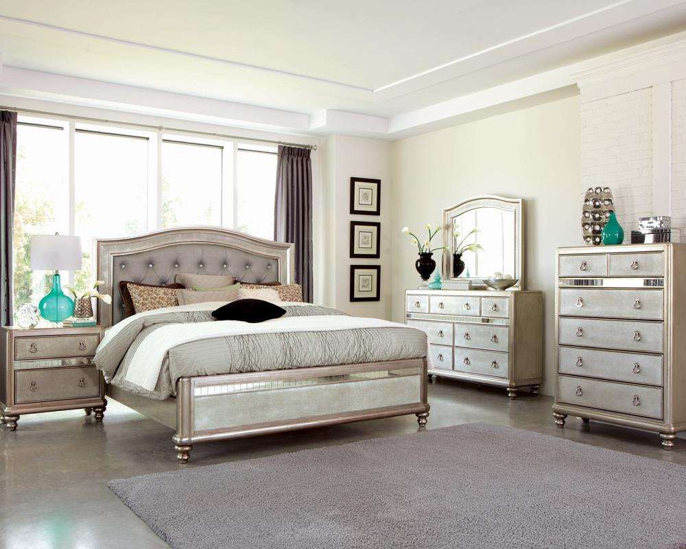 Bling Game Queen Panel Bed Metallic Platinum - Bed - Half Price Furniture