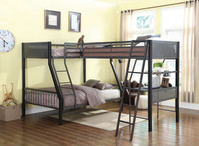 Meyers Twin Over Full Metal Bunk Bed Black and Gunmetal - Half Price Furniture