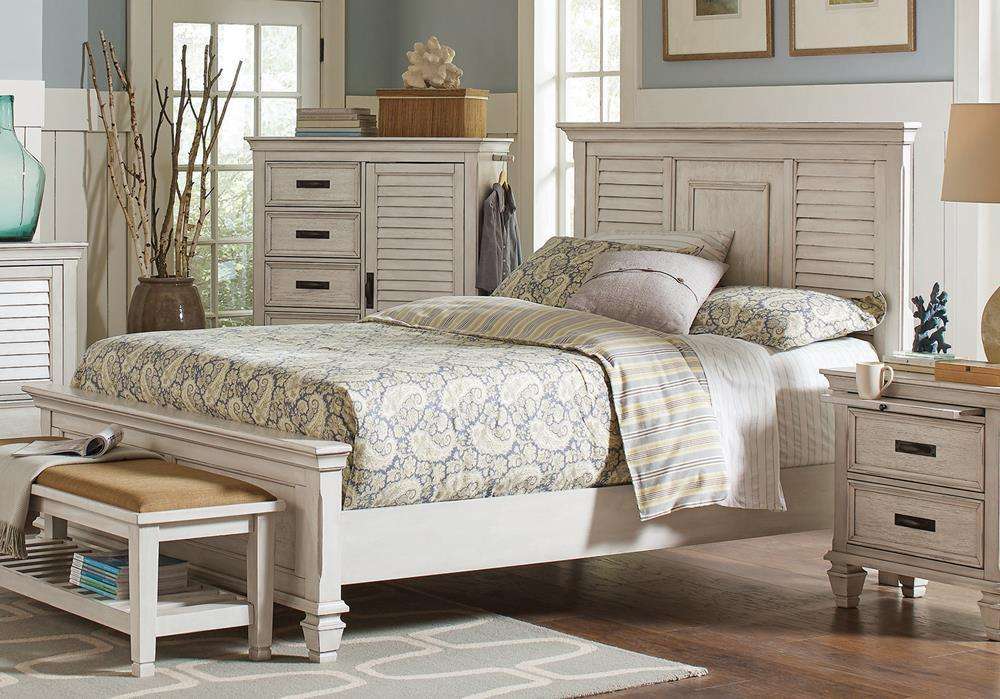 Franco Eastern King Panel Bed Antique White - Half Price Furniture