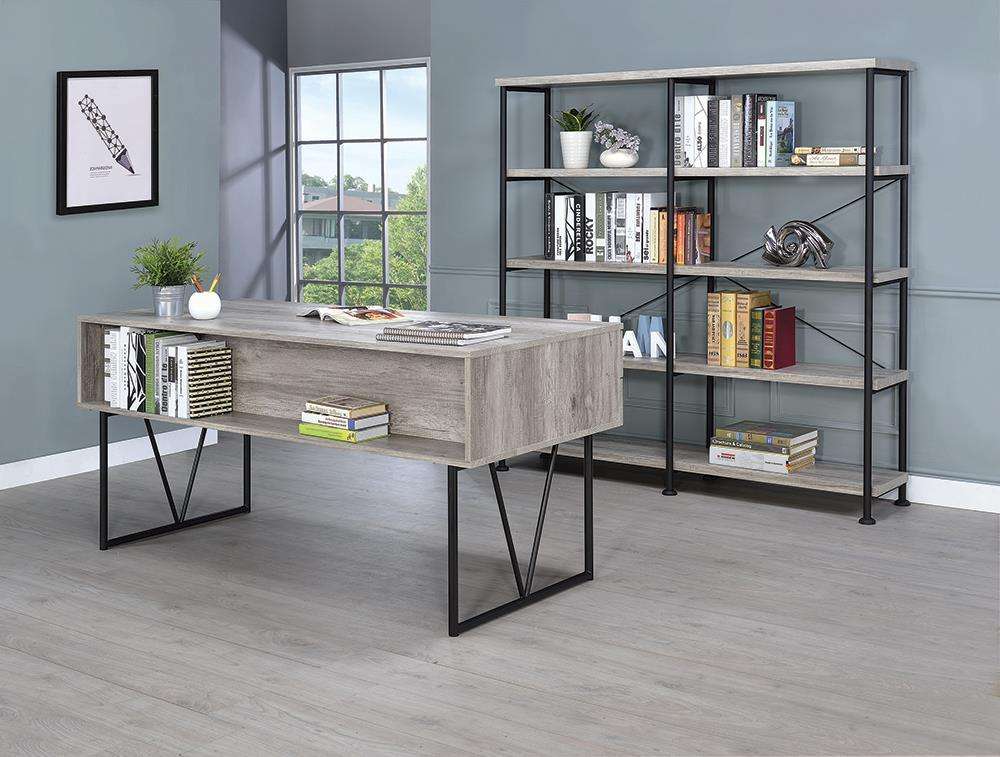Analiese 4-shelf Open Bookcase Grey Driftwood - Bookcase - Half Price Furniture