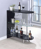 Adolfo 3-tier Bar Table Glossy Black and Clear Half Price Furniture