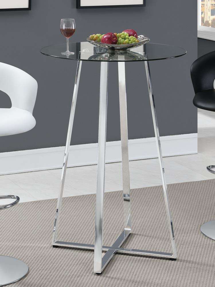 Zanella Glass Top Bar Table Chrome Half Price Furniture