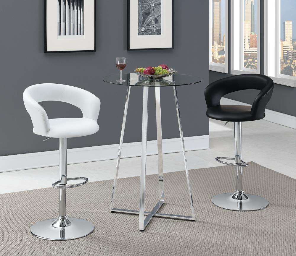 Zanella Glass Top Bar Table Chrome Half Price Furniture