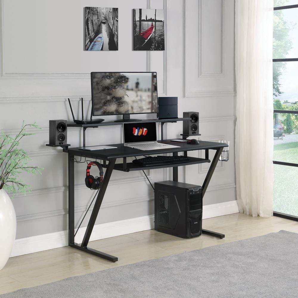 Wedalia Gaming Desk with Cup Holder Gunmetal - Desk - Half Price Furniture