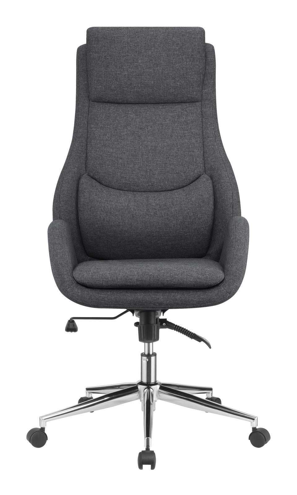 Cruz Upholstered Office Chair with Padded Seat Grey and Chrome - Office Chair - Half Price Furniture