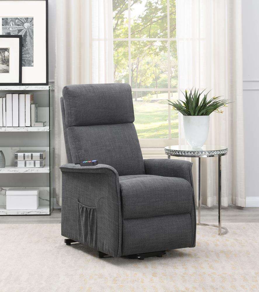 Herrera Power Lift Recliner with Wired Remote Charcoal Half Price Furniture